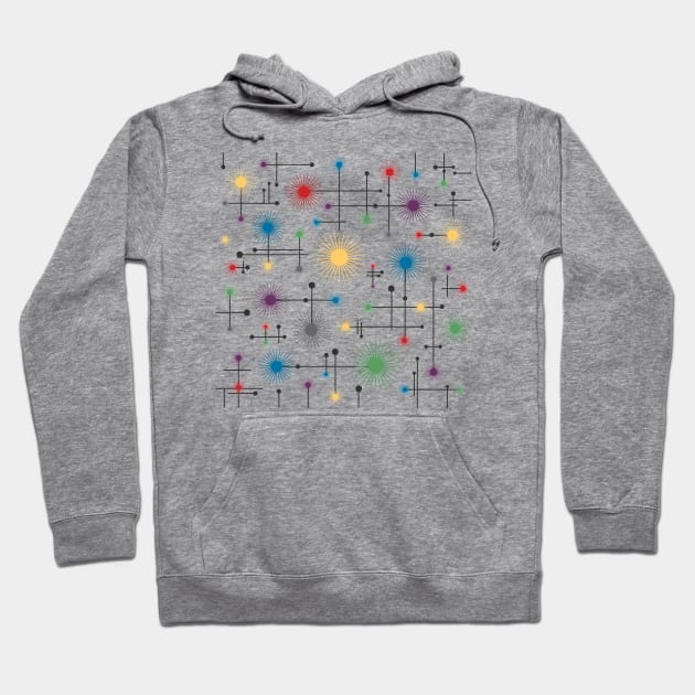 Mid Century Modern Cosmic Starburst Hoodie by DQDesigns By Chele